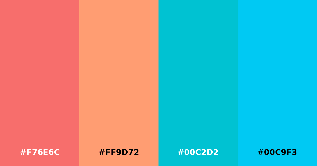 Color palette #F76E6C #FF9D72 #00C2D2 #00C9F3
