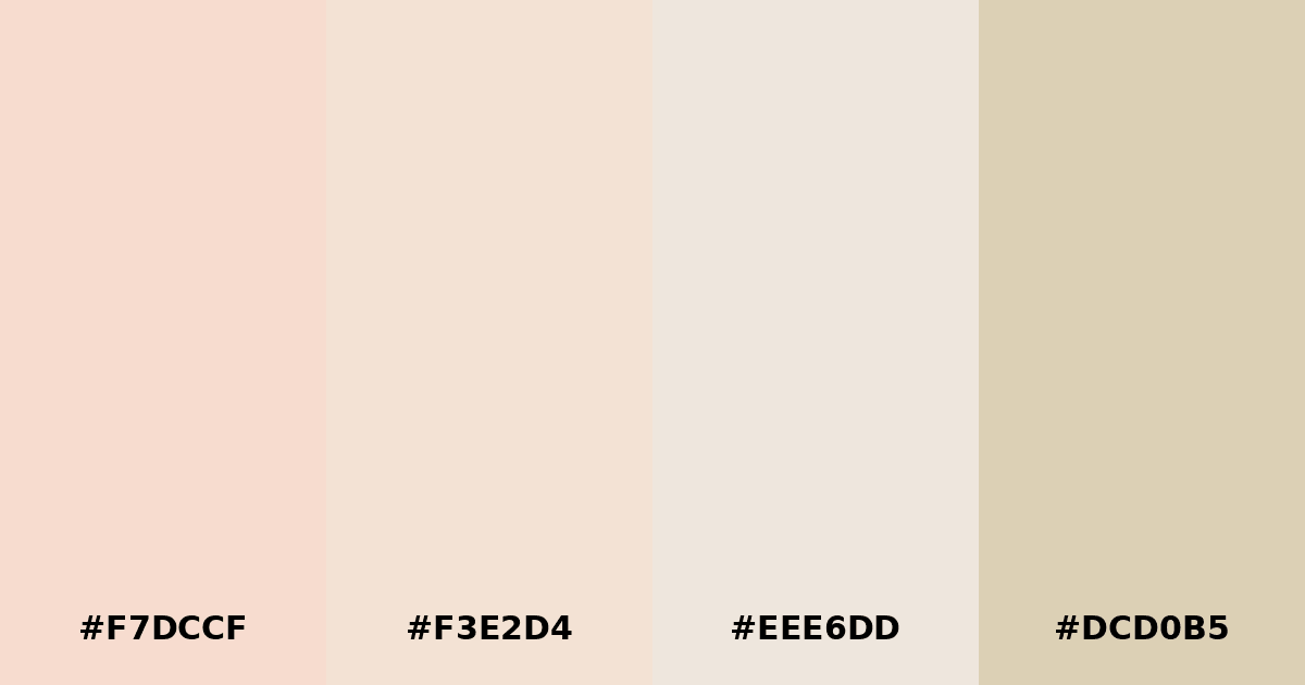 Color palette #F7DCCF #F3E2D4 #EEE6DD #DCD0B5