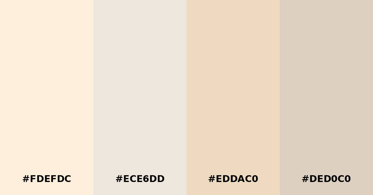 Color palette #FDEFDC #ECE6DD #EDDAC0 #DED0C0