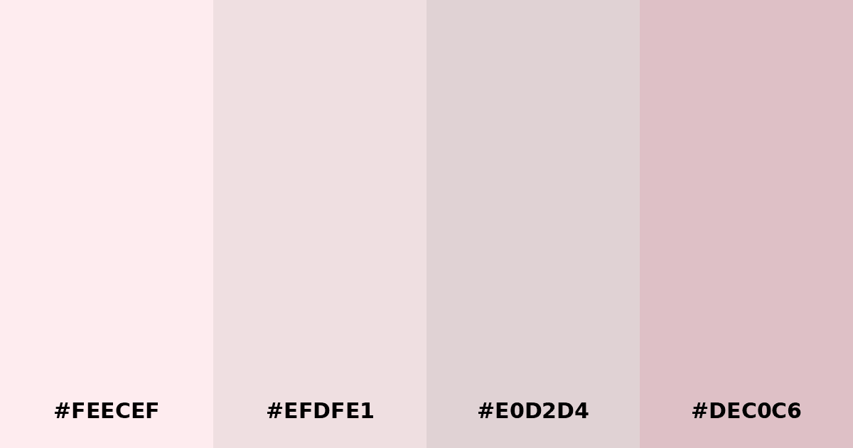 Color palette #FEECEF #EFDFE1 #E0D2D4 #DEC0C6