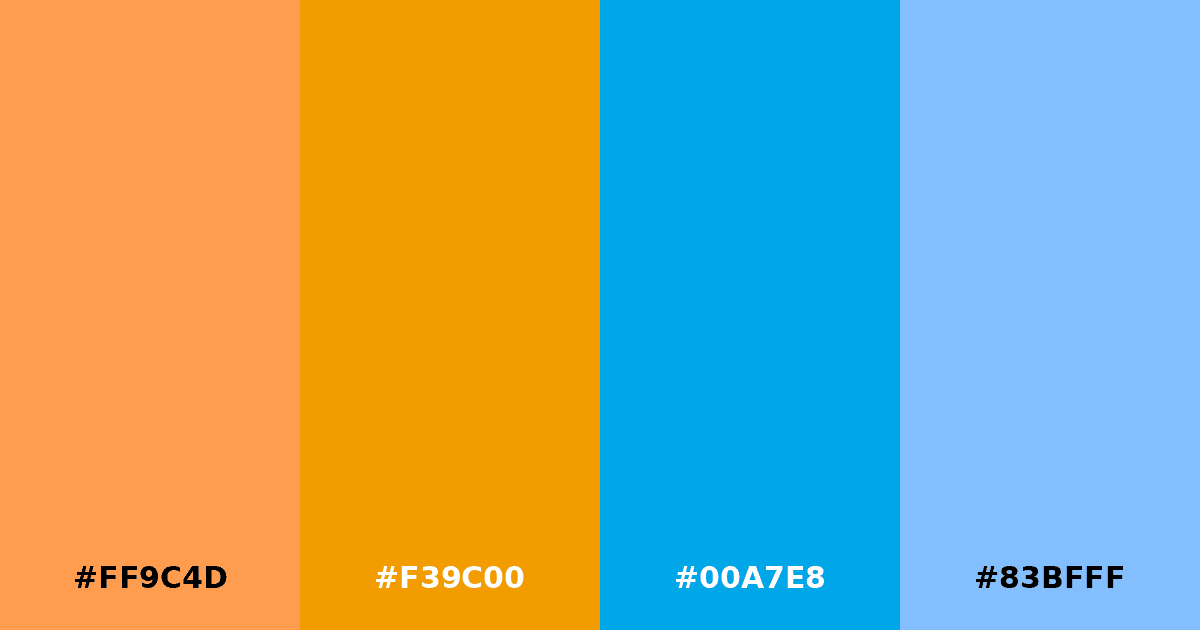 Color palette #FF9C4D #F39C00 #00A7E8 #83BFFF
