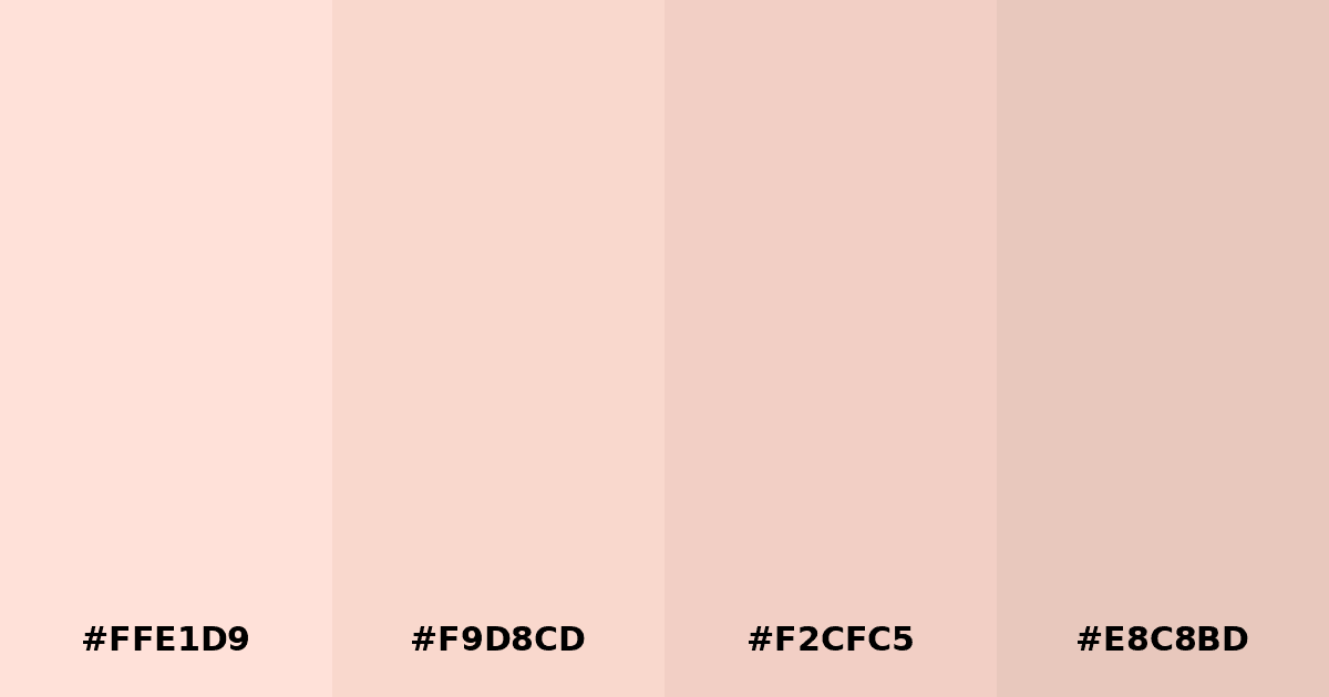 Color palette #FFE1D9 #F9D8CD #F2CFC5 #E8C8BD