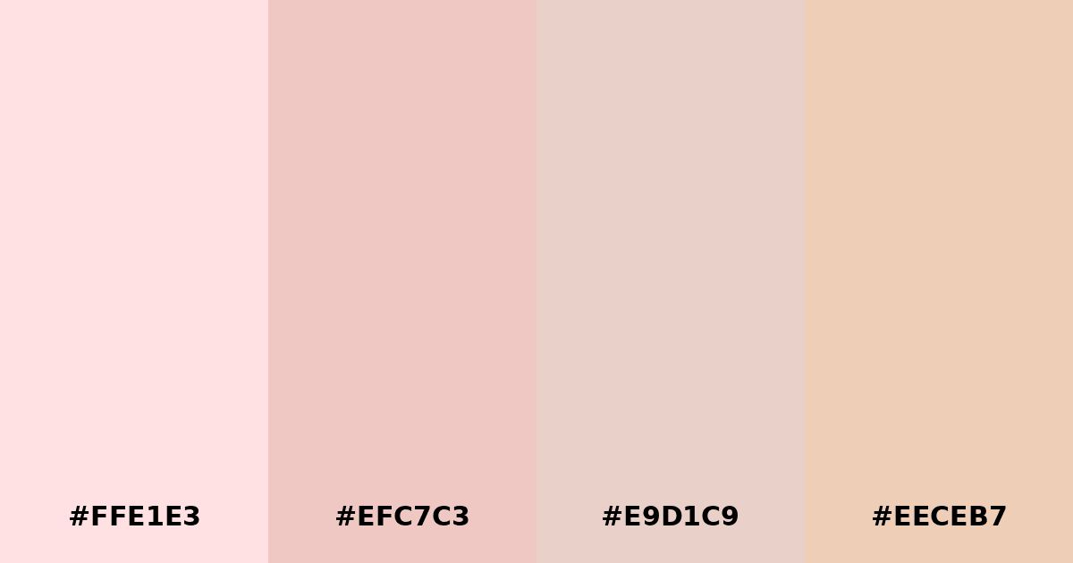 Color palette #FFE1E3 #EFC7C3 #E9D1C9 #EECEB7