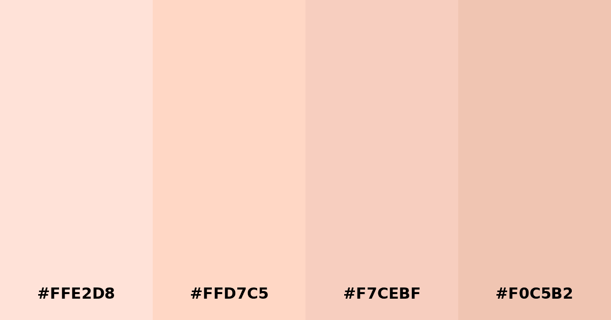 Color palette #FFE2D8 #FFD7C5 #F7CEBF #F0C5B2