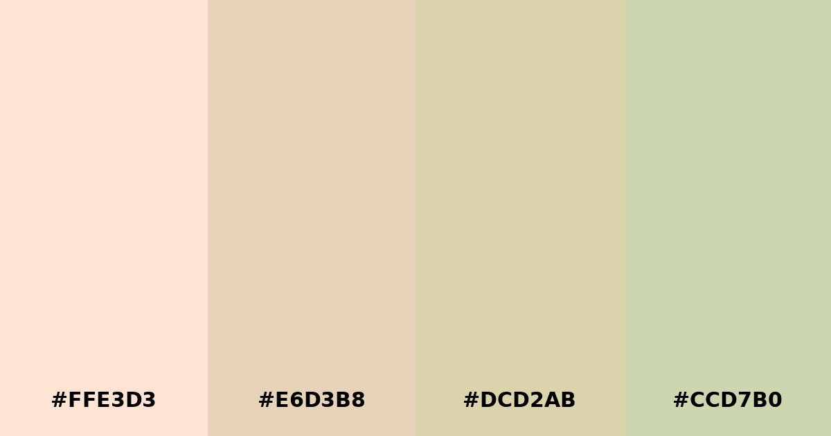 Color palette #FFE3D3 #E6D3B8 #DCD2AB #CCD7B0